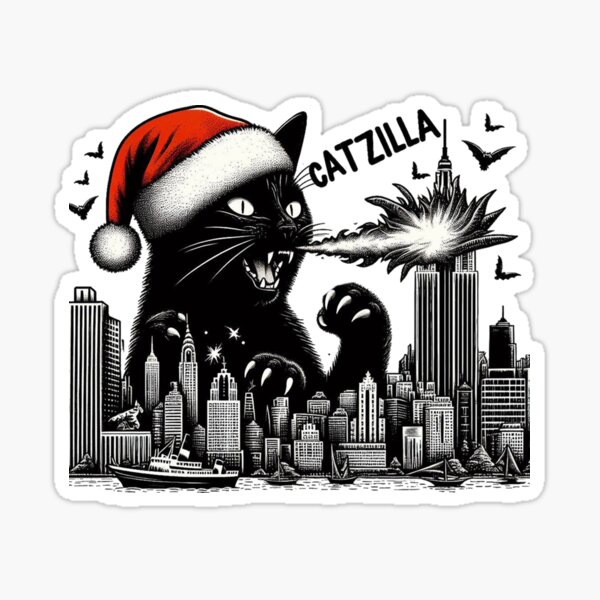 Vista previa del artículo con la obra «Monstruo navideño de Catzilla», diseñado y vendido por devonclemon.