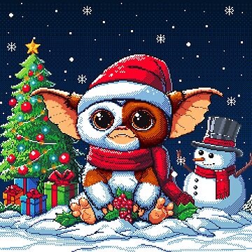 Artwork thumbnail, Christmas Gizmo Pixel Art by Retroperks