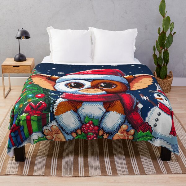 Christmas Gizmo Pixel Art Throw Blanket