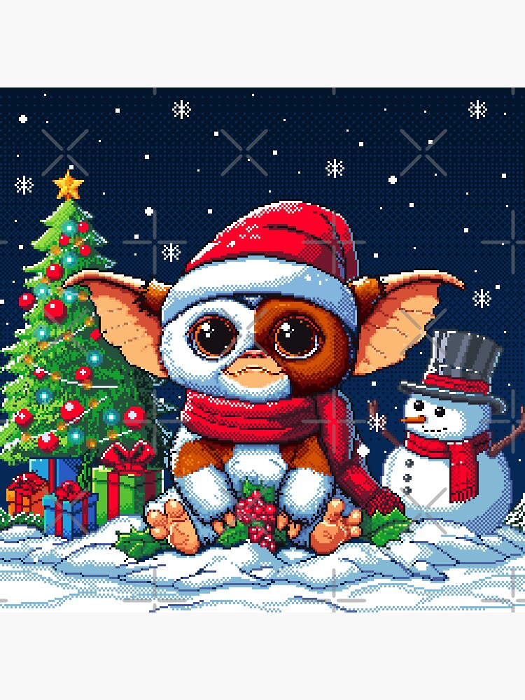 Thumbnail 3 of 3, Sticker, Christmas Gizmo Pixel Art designed and sold by djspacegr.