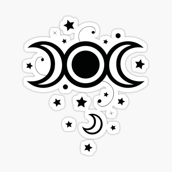 Triple Moon mit Sternen. Sticker