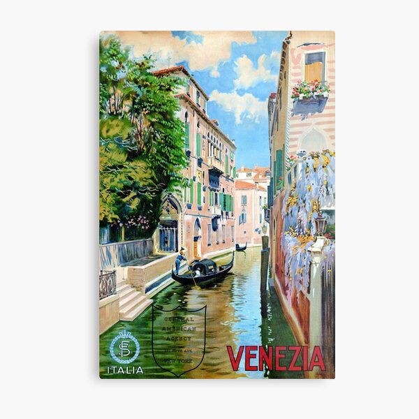 Italy Venice Vintage Travel Poster Restored Metal Print