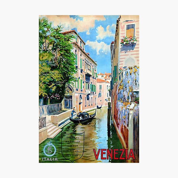 Italy Venice Vintage Travel Poster Restored Photographic Print