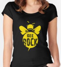 Bee Rock Cool Bee Graphic Typo Design Women's Fitted Scoop T-Shirt