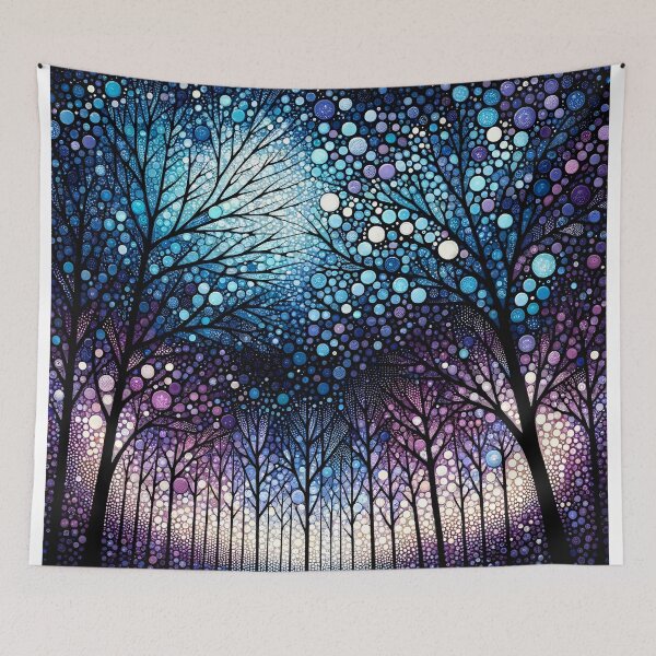 Item preview, Mystical Night Forest - Cosmic Tree Artwork designed and sold by inkArtistryfine.