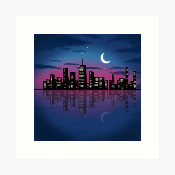 Aperçu de l'œuvre Gratte-ciel Citylight Nuit créée et vendue par ART SIFA.