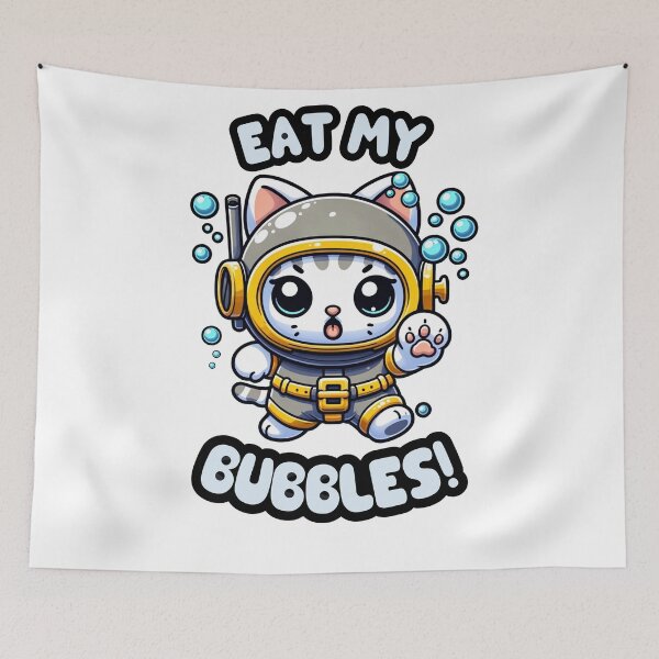 Item preview, Eat My Bubbles! - Adventurous Diver Cat designed and sold by simonbluevski.