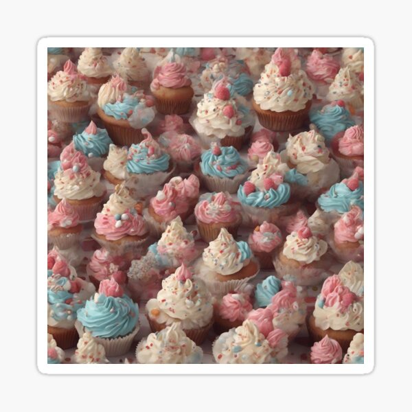 Cupcake Pattern Sticker for Sale by bevsi