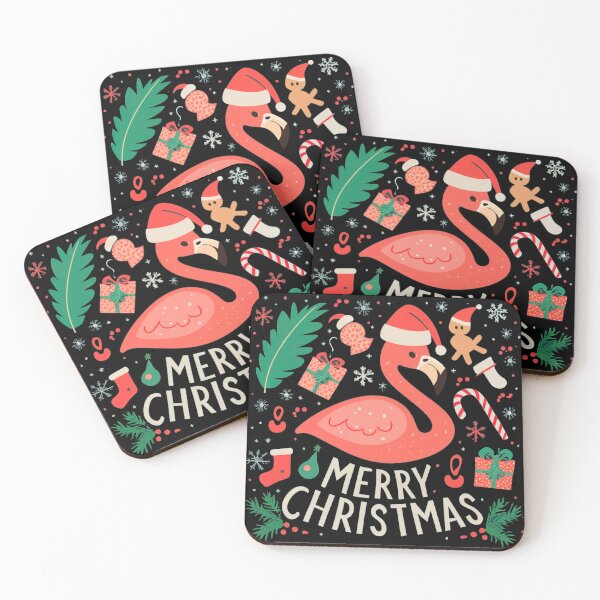 Item preview, flamingo christmas pattern: Cute flamingo wearing a santa hat' designed and sold by The  Knick Knack Nook.