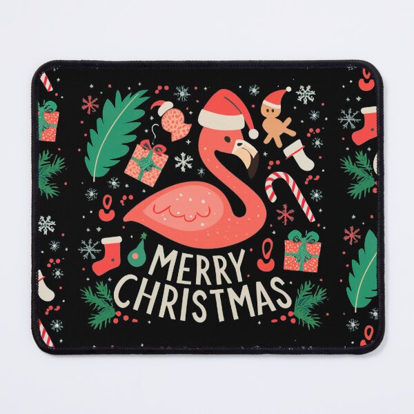 Item preview, flamingo christmas pattern: Cute flamingo wearing a santa hat' designed and sold by The Knick Knack Nook.
