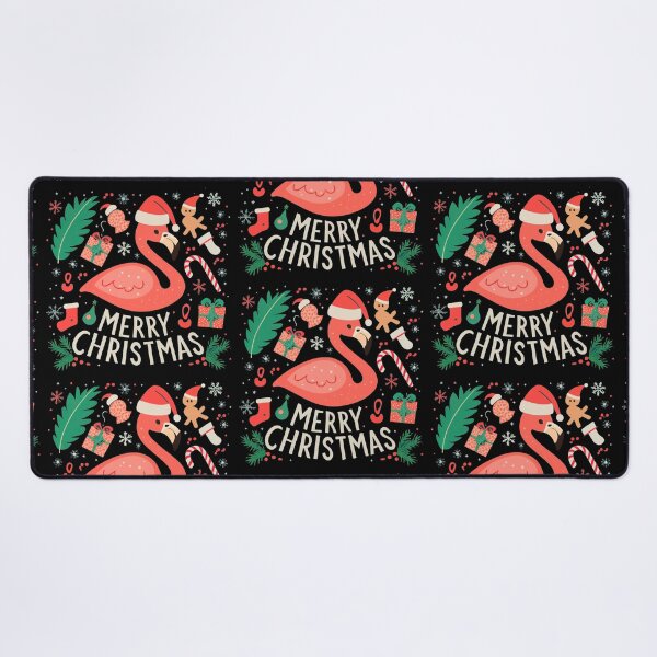 Item preview, flamingo christmas pattern: Cute flamingo wearing a santa hat' designed and sold by The Knick Knack Nook.