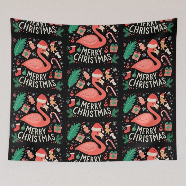 Item preview, flamingo christmas pattern: Cute flamingo wearing a santa hat' designed and sold by The  Knick Knack Nook.