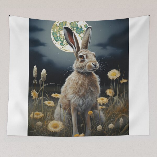 Item preview, Hare, Pagan Hare, Pagan Art, Moon, Animal,  designed and sold by thewandswant.