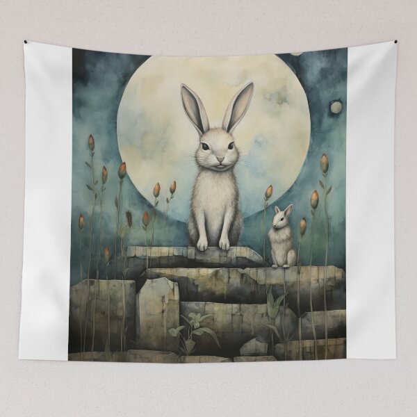 Item preview, Hare, Pagan Hare, Pagan Art, Moon, Animal,  designed and sold by thewandswant.