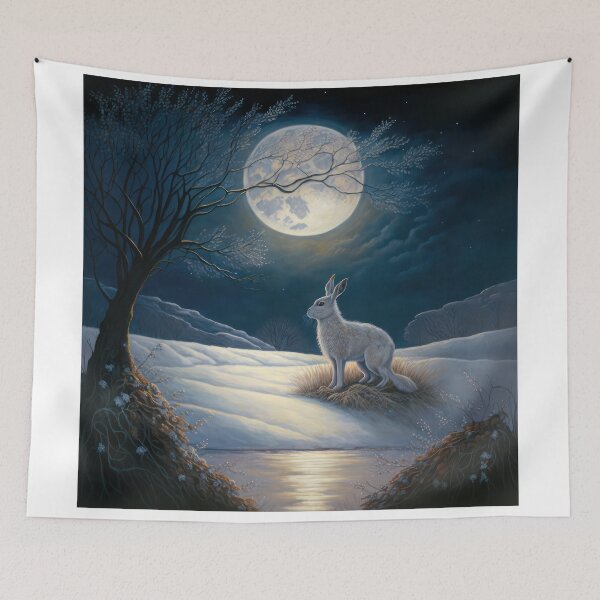Item preview, Hare, Pagan Hare, Pagan Art, Moon, Animal,  designed and sold by thewandswant.