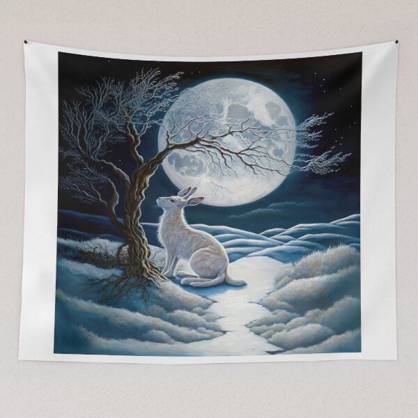 Item preview, Hare, Pagan Hare, Pagan Art, Moon, Animal,  designed and sold by thewandswant.