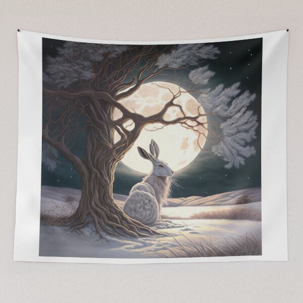 Item preview, Hare, Pagan Hare, Pagan Art, Moon, Animal,  designed and sold by thewandswant.