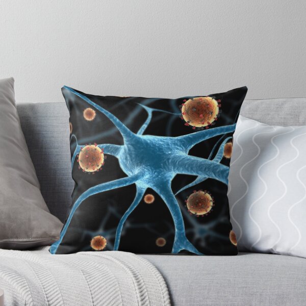Item preview, STK701521H-Eastern equine encephalitis disease attaching to a neuron. designed and sold by StocktrekImages.