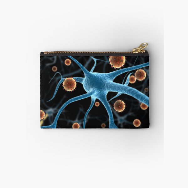 Item preview, STK701521H-Eastern equine encephalitis disease attaching to a neuron. designed and sold by StocktrekImages.