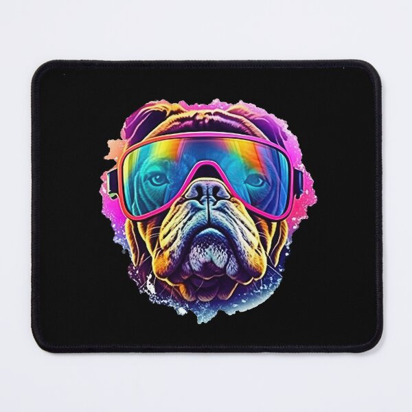 Item preview, Bulldog dog with ski goggles, snowboard goggles, mountain bike goggles designed and sold by WallGemsArt.