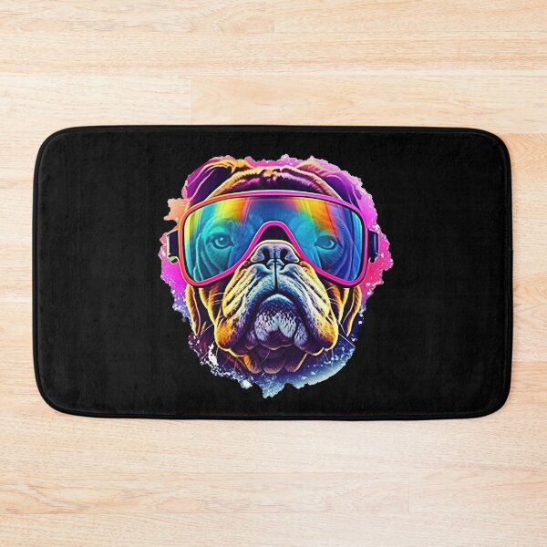 Item preview, Bulldog dog with ski goggles, snowboard goggles, mountain bike goggles designed and sold by WallGemsArt.