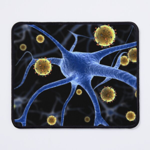 Item preview, STK701522H-Eastern equine encephalitis disease attaching to a neuron. designed and sold by StocktrekImages.