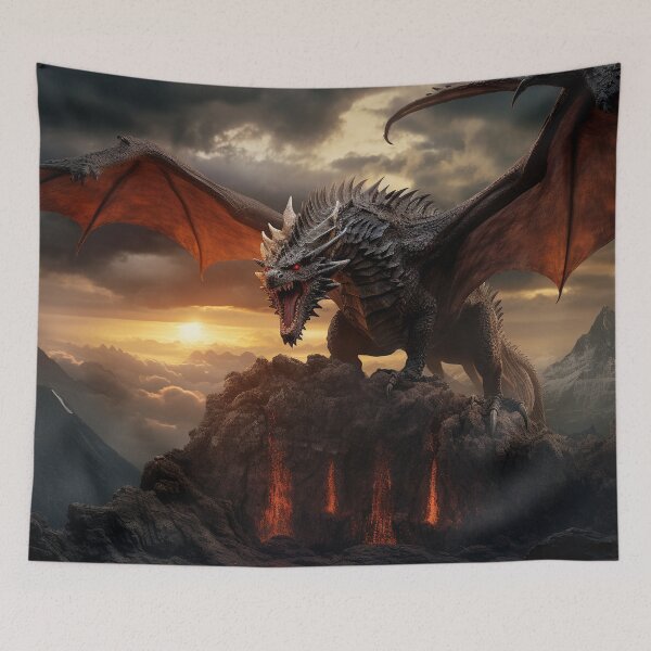 Item preview, Dark Fantasy Landscape - Roaring Red Dragon designed and sold by Fantasy Masterpiece.