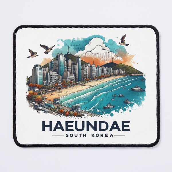 Item preview, Haeundae Beach South Korea Watercolor Illustration designed and sold by PaintMeWorld.
