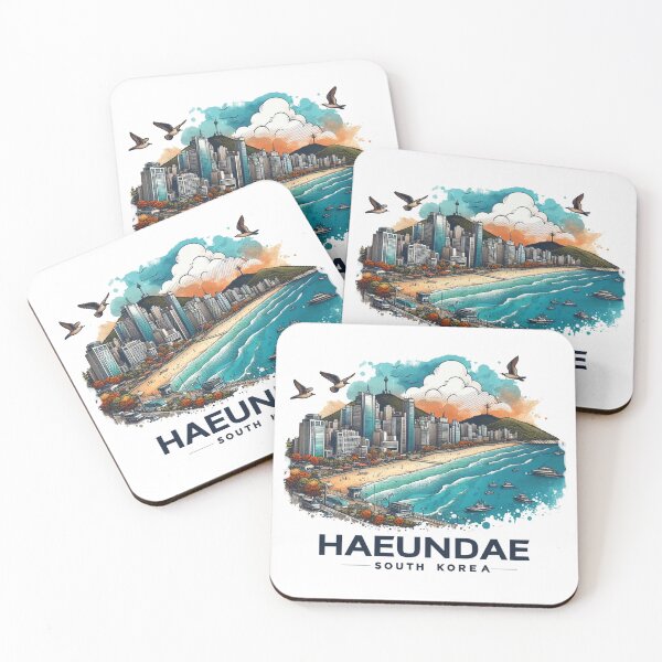 Item preview, Haeundae Beach South Korea  Watercolor Illustration designed and sold by PaintMeWorld.