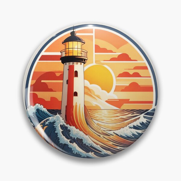 Item preview, Hawaii Postcard with Retro Lighthouse and Ocean Waves designed and sold by NautiChic.