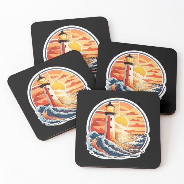 Item preview, Hawaii Postcard with Retro Lighthouse and Ocean Waves designed and sold by NautiChic.