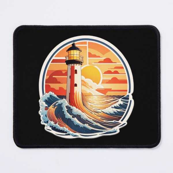 Item preview, Hawaii Postcard with Retro Lighthouse and Ocean Waves designed and sold by NautiChic.