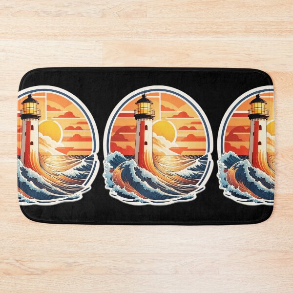 Item preview, Hawaii Postcard with Retro Lighthouse and Ocean Waves designed and sold by NautiChic.