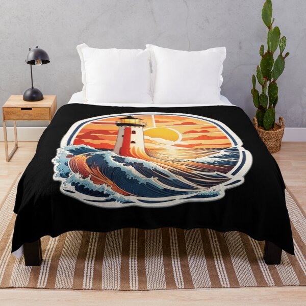 Item preview, Hawaii Postcard with Retro Lighthouse and Ocean Waves designed and sold by NautiChic.