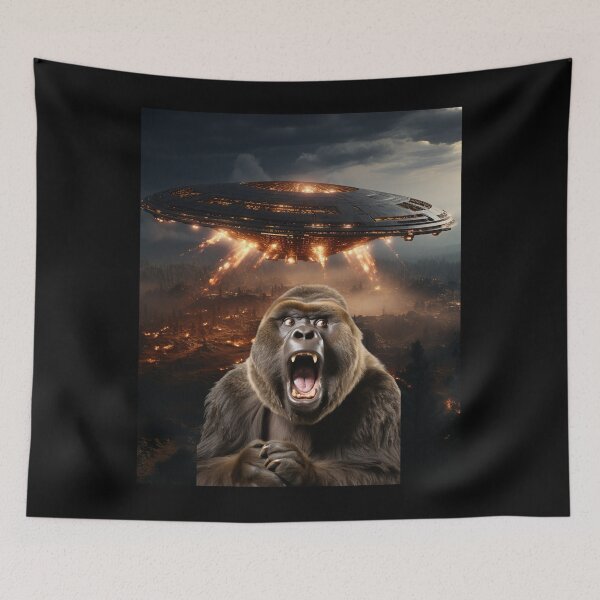 Item preview, Gorilla Selfie with UFOs designed and sold by Master-Print.