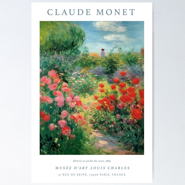 Item preview, Claude Monet Rose garden painting designed and sold by Maisonsucces.