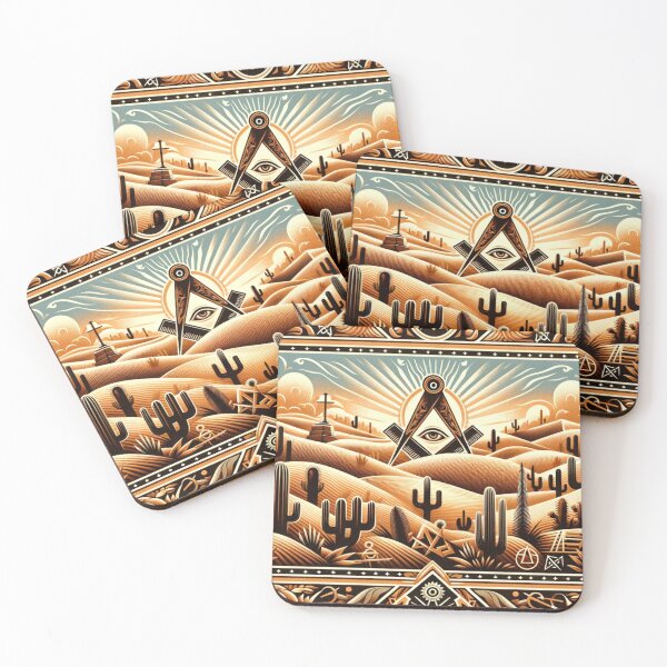 Item preview, Desert Mirage: Masonic Symbols Merged with Desert Landscape designed and sold by decmrArtistic.