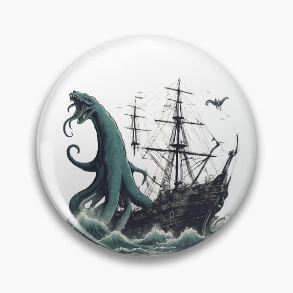 Item preview, Vintage Kraken attacking ship Sea Monster designed and sold by CyberArtistOne.