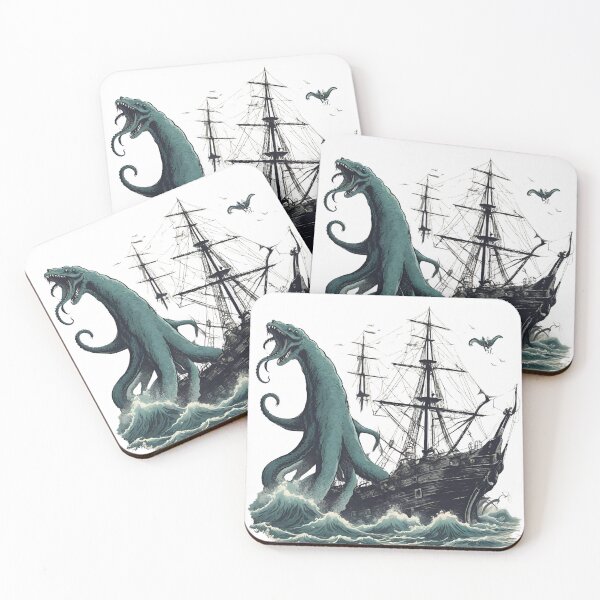 Item preview, Vintage Kraken attacking ship Sea Monster designed and sold by CyberArtistOne.