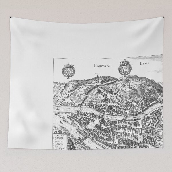 Item preview, Map of Lyon France XVII century etching designed and sold by FrenchPrinting.