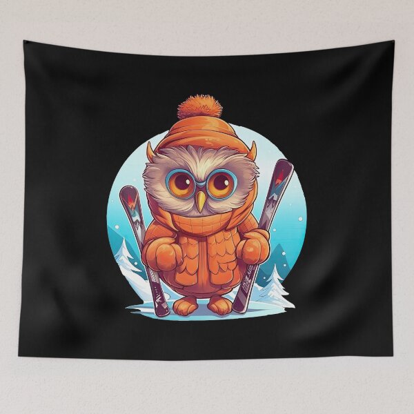 Item preview, Cool owl animal with ski goggles while skiing designed and sold by WallGemsArt.