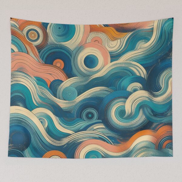 Item preview, blue waves abstract designed and sold by tipitoes.
