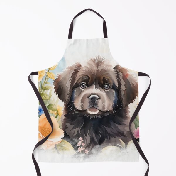 Item preview, A Cute Newfoundland Baby Flowers Around Watercolor designed and sold by artbibun.