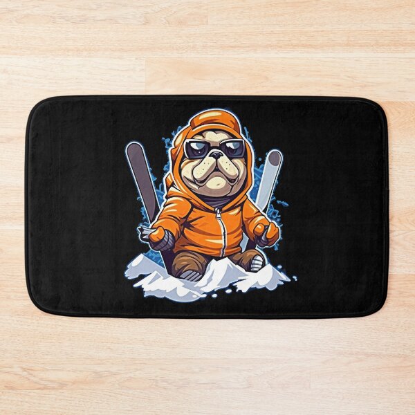 Item preview, Bulldog dog with ski goggles while skiing designed and sold by WallGemsArt.