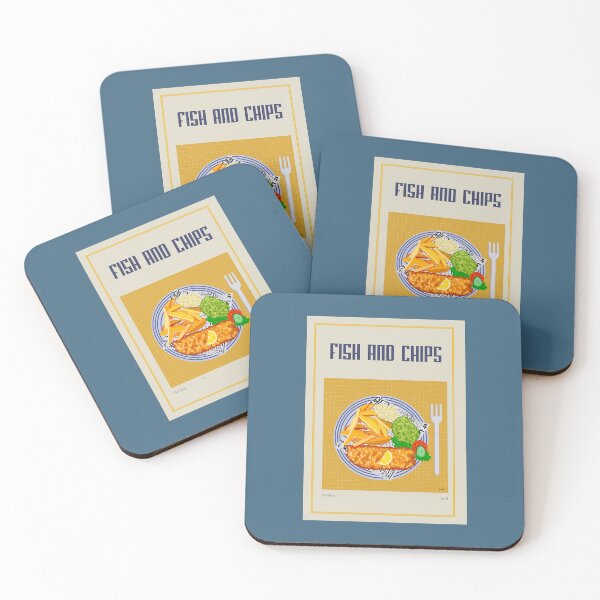 Item preview, FISH AND CHIPS illustration with fish fillet, french fries, tartar sauce and pea sauce designed and sold by Posteria.