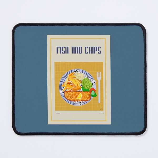 Item preview, FISH AND CHIPS illustration with fish fillet, french fries, tartar sauce and pea sauce designed and sold by Posteria.