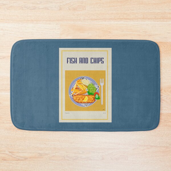 Item preview, FISH AND CHIPS illustration with fish fillet, french fries, tartar sauce and pea sauce designed and sold by Posteria.