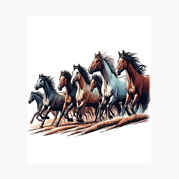 Aperçu de l'œuvre Troupeau de chevaux sauvages créée et vendue par LongIslandDesgn.
