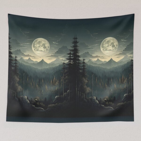 Item preview, Moon with forest and mountains designed and sold by randrdesign.