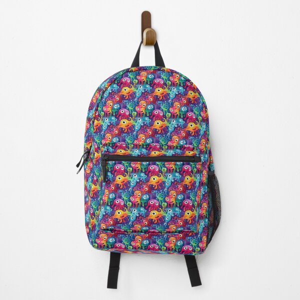 Item preview, Lots of adorable little colorful monsters on blue background designed and sold by Jerhus.